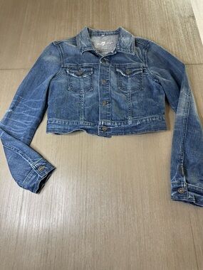 7 For All Mankind Cropped Dark Blue Denim Jacket